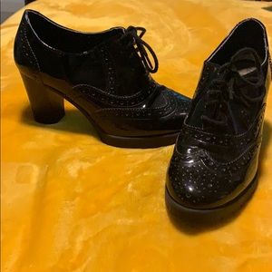 Black patent leather heels